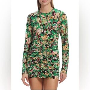 A.L.C. Green Floral Longsleeve Mini Dress